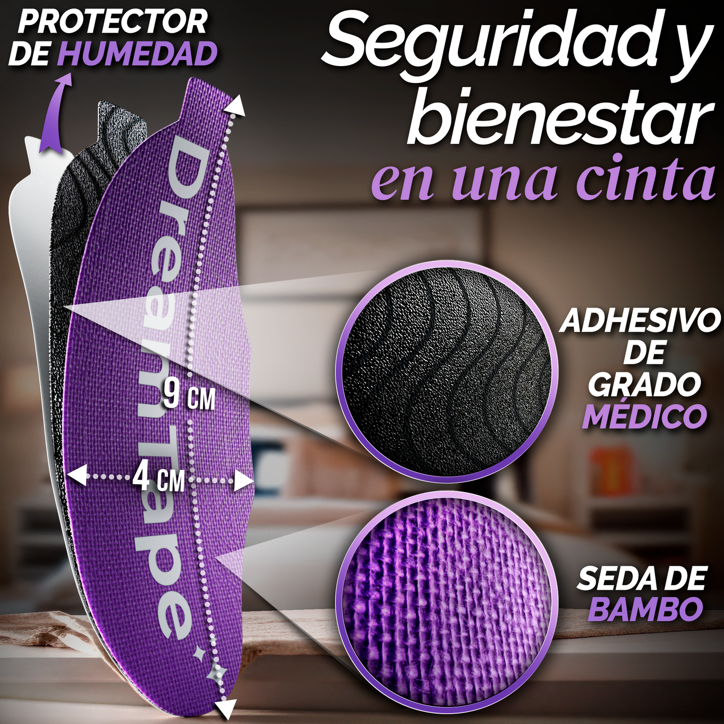 DreamTape® Mouth Tape - 35 Tiras para Respirar Mejor al Dormir (Aroma lavanda)