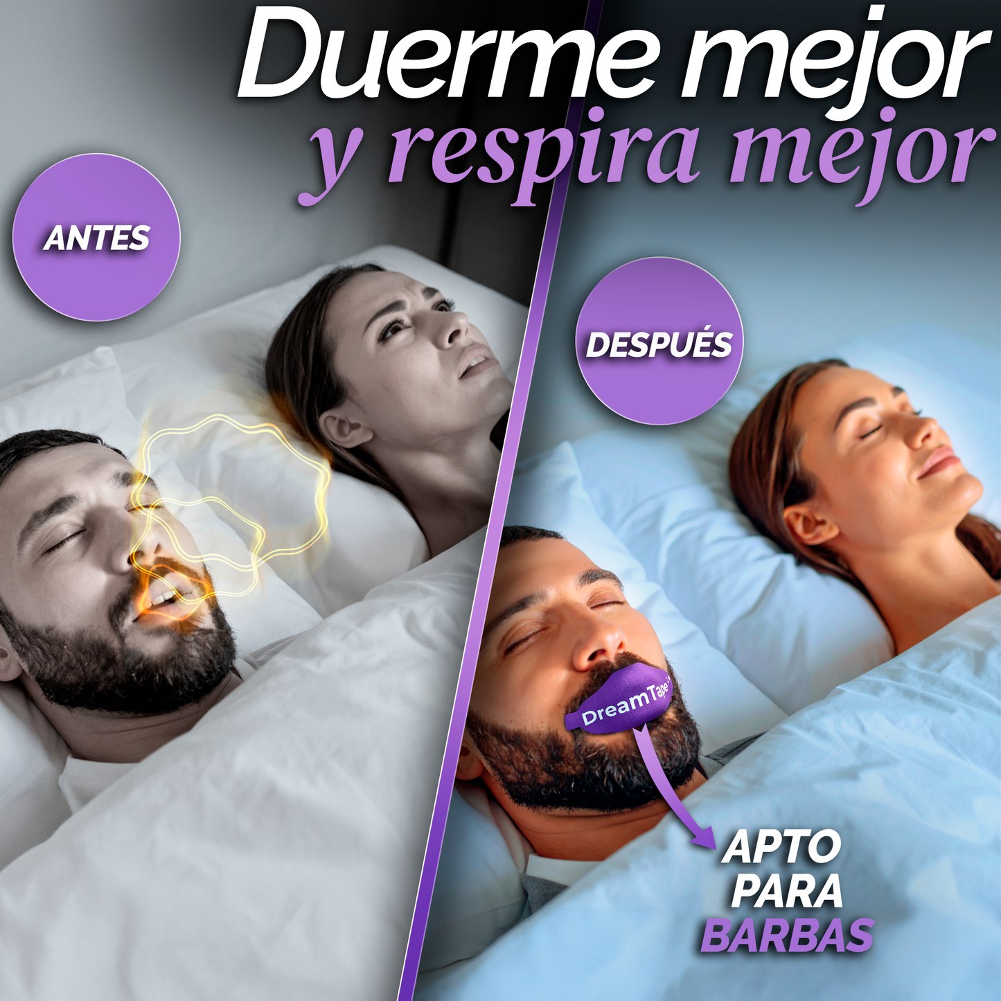 DreamTape® Mouth Tape - 35 Tiras para Respirar Mejor al Dormir (Aroma lavanda)